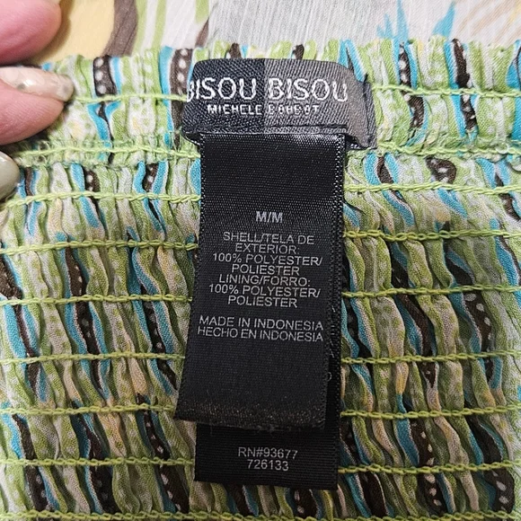 Bisou Bisou Multi Color Halter Top with Waist Shirred Waist Size Medium - Picture 7 of 11